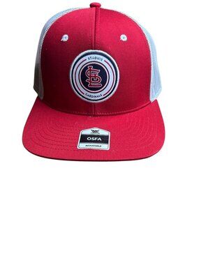 NWT St. Louis Cardinals Red & White Adjustable Trucker Hat OSFA Genuine MLB Merc